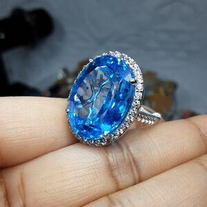 925 blue and white topaz ring.